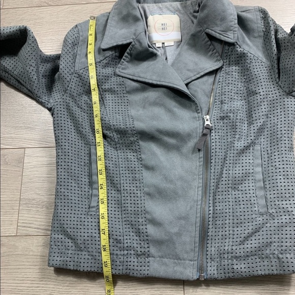 Anthropologie Hei Hei Vegan Suede Grey Moto Jacket - Picture 9 of 10